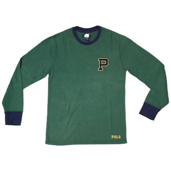 Polo Ralph Lauren Other - Polo Ralph Lauren Green Thermal Long Sleeve Shirt Adult M‎ P Logo Crew Neck (AE)